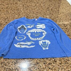 Mini Boden Blue Fossil Graphic Long Sleeve Tee